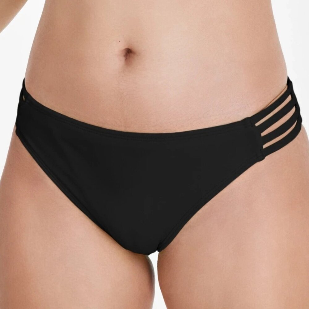 NWT Salt + Cove Juniors Strappy Side Hipster Bikini Bottom Swimsuit, Black